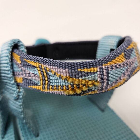 Teva Womens Size 10 Light Blue Aztec Original Ankle Strap Thong Sandals 1003986 - Picture 11 of 13